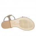 Woman's strap sandal in platinum, copper and steel grey laminated leather heel 2 - Available sizes:  43, 44