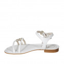 Sandale pour femmes avec courroie en cuir blanc et cuir lamé platine talon 2 - Pointures disponibles:  42, 43, 44