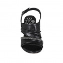 Woman's sandal in black leather with rhinestones heel 7 - Available sizes:  33