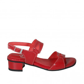 Sandale pour femmes en cuir verni rouge talon 3 - Pointures disponibles:  32