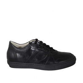 Man's laced shoe with removable insole in black leather - Available sizes:  46, 47, 54