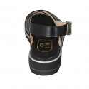 Sandalo da donna in pelle nera con fasce incrociate zeppa 3 - Misure disponibili: 33, 42, 43, 44