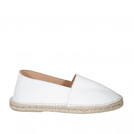 Espadrille original fabriqué en Espagne en cuir blanc talon compensé 1 - Pointures disponibles:  42