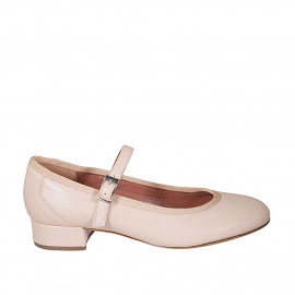 Woman's pump in nude leather with strap heel 3 - Available sizes:  42