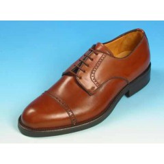 Men's laced derby shoe with captoe in tan brown leaher - Available sizes:  54