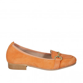 Woman's mocassin with accessory in orange suede heel 2 - Available sizes:  43