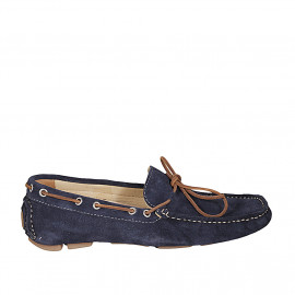 Men's laced car shoe in blue suede - Available sizes:  37, 38, 46, 49, 51, 52