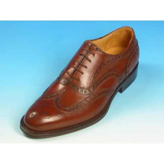 Men's laced Oxford shoe with Brogue decorations in mohogany brown leather - Available sizes:  52, 53, 54