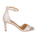 Woman's open shoe with strap in nude leather heel 8 - Available sizes:  42, 43, 44, 45