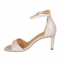Woman's open shoe with strap in nude leather heel 8 - Available sizes:  42, 43, 44, 45