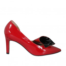 Chaussure ouverte pour femmes en cuir verni rouge et noir talon 8 - Pointures disponibles:  31, 34, 42, 44, 45