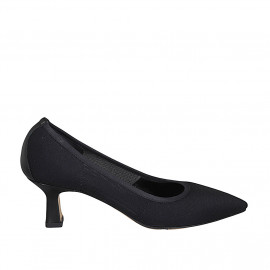 Woman's pointy pump in black fabric heel 5 - Available sizes:  33