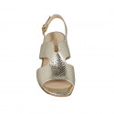 Woman's sandal in platinum laminated and printed leather heel 6 - Available sizes:  46