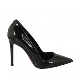 Woman's pointy pump in black patent leather with heel 10 - Available sizes:  33