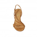 Sandale pour femmes avec elastique en daim cognac talon 8 - Pointures disponibles:  42, 44