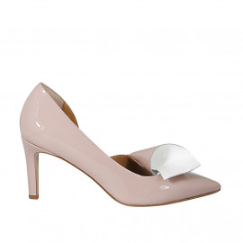 Woman's open shoe in nude and white patent leather heel 8 - Available sizes:  31, 34, 42