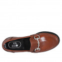 Mocassin pour femmes en cuir brun clair avec accessoire talon 2 - Pointures disponibles:  42, 43, 45