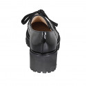 Chaussure derby pour femmes à lacets en cuir verni noir talon 5 - Pointures disponibles:  45