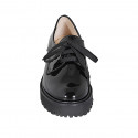 Chaussure derby pour femmes à lacets en cuir verni noir talon 5 - Pointures disponibles:  45