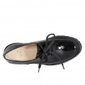 Chaussure derby pour femmes à lacets en cuir verni noir talon 5 - Pointures disponibles:  45