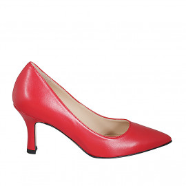 Escarpin à bout pointu pour femmes en cuir rouge talon 7 - Pointures disponibles:  33, 34