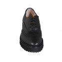 Chaussure richelieu pour femmes en cuir noir avec bout golf et lacets talon 5 - Pointures disponibles:  43, 44, 45