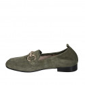 Mocassin pour femmes avec accessoire et elastique en daim vert olive talon 2 - Pointures disponibles:  44