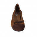 Woman's ballerina with bow and captoe in cognac brown and dark brown suede heel 2 - Available sizes:  33, 42