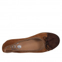 Ballerine avec noeud et bout droit pour femmes en daim cognac et marron talon 2 - Pointures disponibles:  33, 42