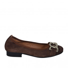 Ballerine avec chaîne pour femmes en daim marron talon 2 - Pointures disponibles:  44