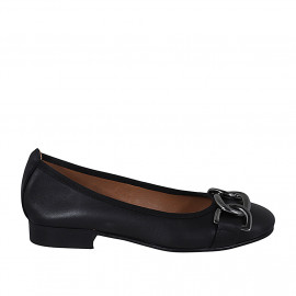 Woman's ballerina with chain in black leather heel 2 - Available sizes:  32