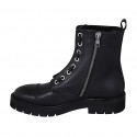 Botin para mujer con cremalleras, puntera y cordones en piel negra tacon 3 - Tallas disponibles:  32, 33