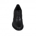 Zapato Oxford con cordones para mujer en piel negra con punta de ala tacon 7 - Tallas disponibles:  32