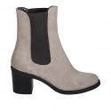 Stivaletto da donna con elastici in camoscio beige tacco 7 - Misure disponibili: 42, 43, 44, 45