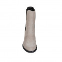 Stivaletto da donna con elastici in camoscio beige tacco 7 - Misure disponibili: 42, 43, 44, 45