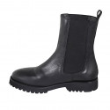 Bottines hautes pour femmes en cuir noir avec élastiques talon 3 - Pointures disponibles:  33