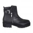 Stivaletto da donna con cerniere e fibbia in pelle nera tacco 4 - Misure disponibili: 32, 33