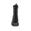 Stivaletto stringato da donna con cerniere e borchie in pelle nera tacco 6 - Misure disponibili: 43, 44