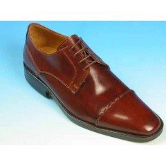 Chaussure derby à lacets avec bout droit pour hommes en cuir marron - Pointures disponibles:  50, 52, 53, 54