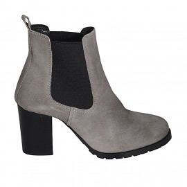 Bottines pour femmes avec élastiques en daim gris talon 7 - Pointures disponibles:  34, 42, 43