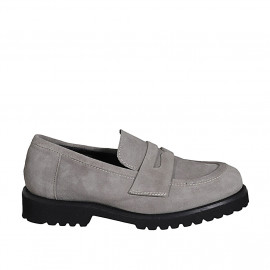 Mocasín para mujer en gamuza gris tacon 3 - Tallas disponibles:  32