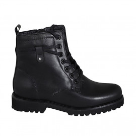 Bottines pour femmes en cuir noir avec fermeture éclair et lacets talon 3 - Pointures disponibles:  33, 44