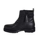 Botin para mujer con cremallera y cordones en piel negra tacon 3 - Tallas disponibles:  33, 44