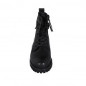 Botin para mujer con cremallera y cordones en piel negra tacon 3 - Tallas disponibles:  33, 44