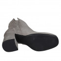 Botines a punta cuadrada para mujer con cremallera y tachuelas en gamuza gris tacon 7 - Tallas disponibles:  32, 34, 42, 43, 44, 45