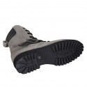 Botin para mujer con cordones, hebilla y cremallera en gamuza gris tacon 3 - Tallas disponibles:  33, 42, 44