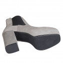 Woman's ankle boot with platform and elastic bands in grey suede heel 10 - Available sizes:  42, 45