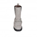 Botines para mujer con elasticos y accesorio en gamuza gris tacon 3 - Tallas disponibles:  42, 45