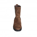 Botines para mujer con elasticos en gamuza marron tacon 3 - Tallas disponibles:  43, 45