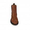 Botines para mujer con elasticos en gamuza cognac tacon 3 - Tallas disponibles:  33, 44